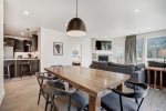 Dining area provides clear sightlines and a spacious feeling